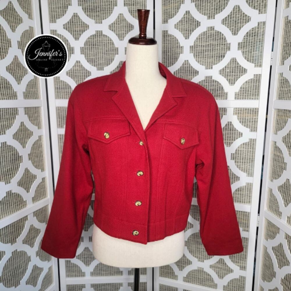 Clifford & Wills Women's Vintage Red Wood Cropped Blazer/Jacket Size 10